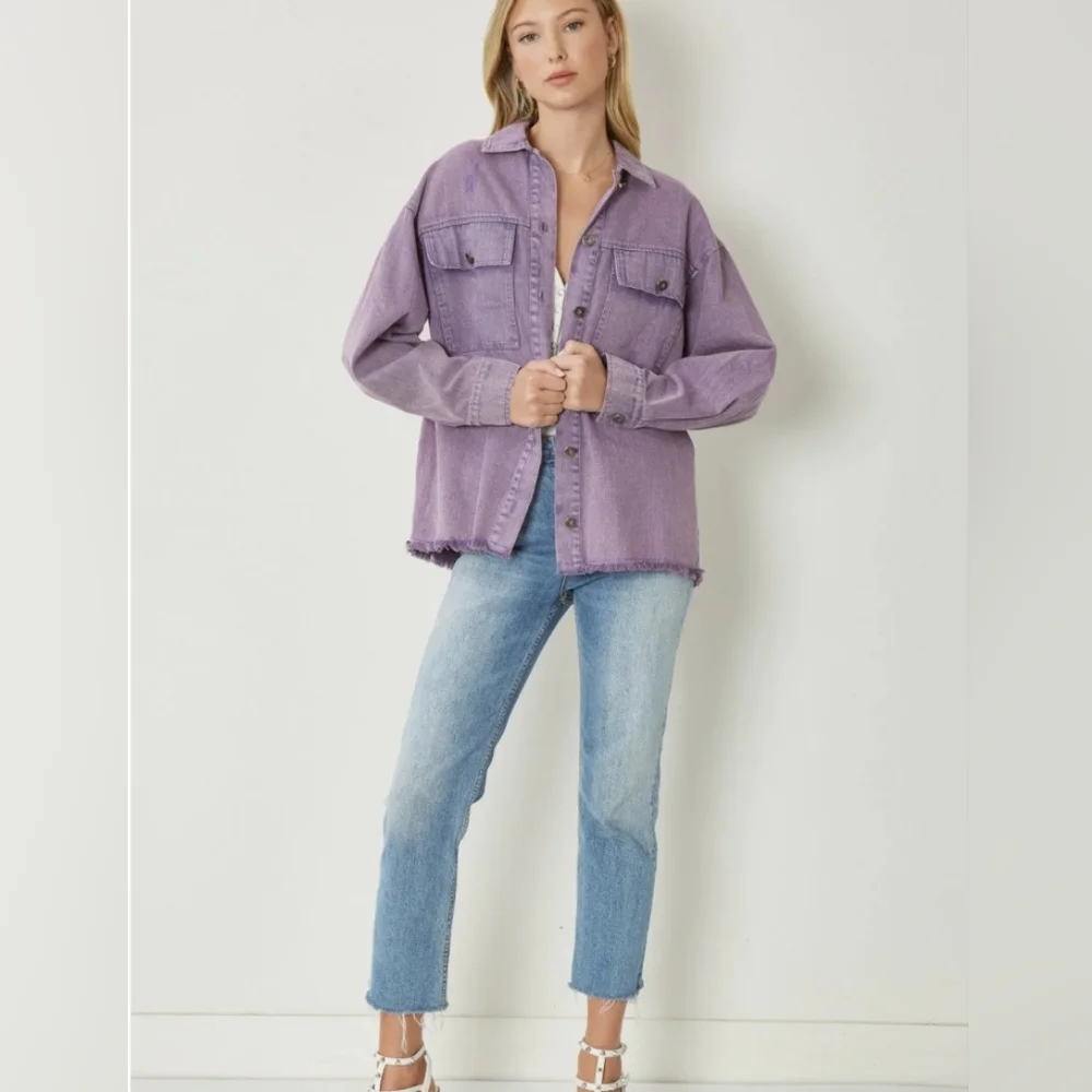 ENTRO Denim Utility Shacket Jacket - Picture 13 of 13